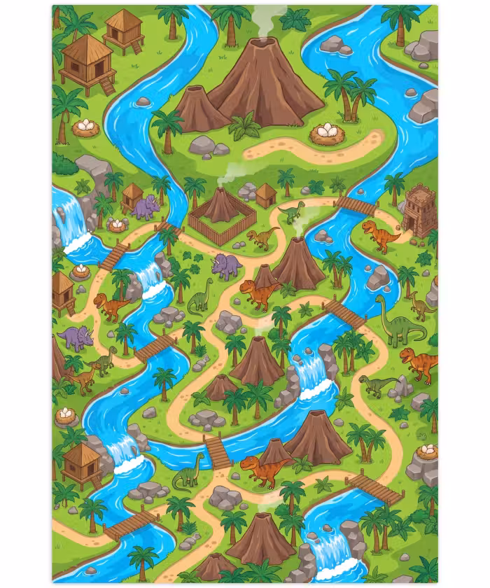 Speelkleed - Dinosaurus - Landschap - Cartoon
