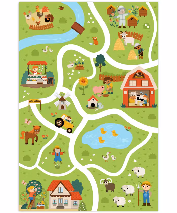 Speelkleed - Speelmat - Boerderij - Boerenmarkt - Eendenvijver