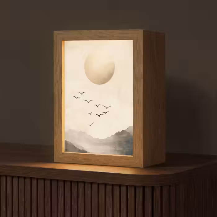 Tafellamp - Landschap - Japandi - vogel