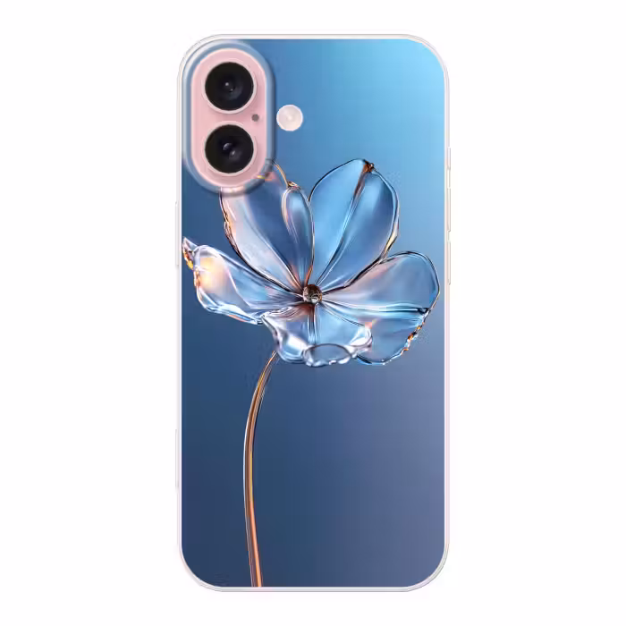 Telefoonhoesje - Blauw - Bloem - Glazen - Sierlijk