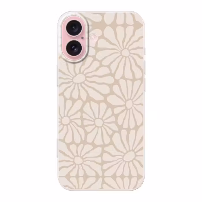 Telefoonhoesje - Bloemen - Print - Beige - Bruin - Minimalistisch