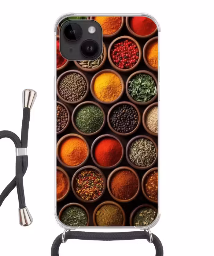 Telefoonhoesje crossbody - Bakjes - Hout - Kruiden - Kleurrijk