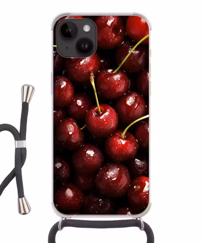Telefoonhoesje crossbody - Rood - Fruit - Kersen