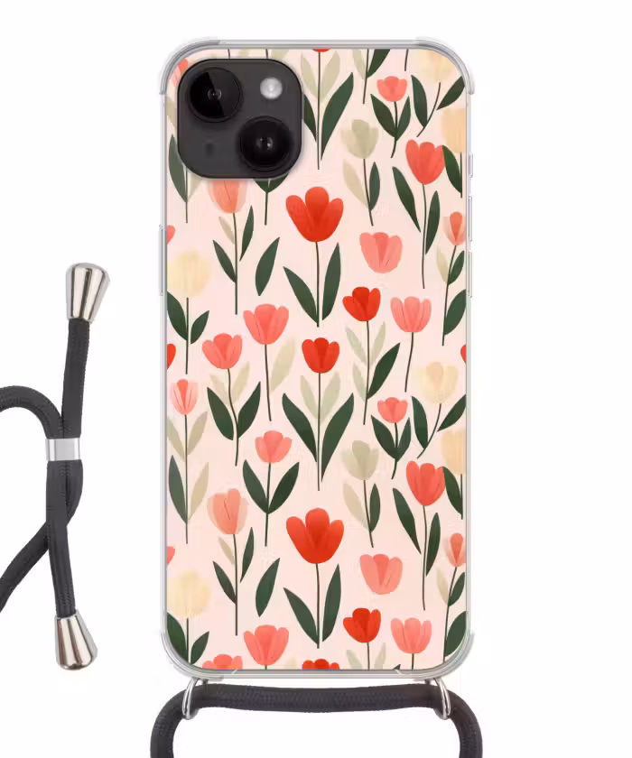 Telefoonhoesje crossbody - Tulpen - Modern - Roze