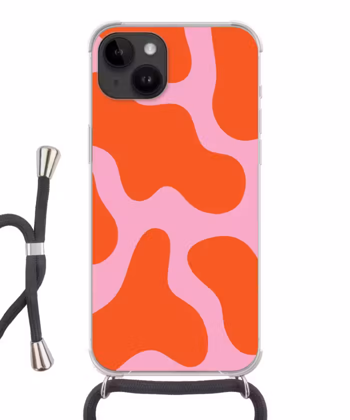 Telefoonhoesje crossbody - Vlekken - Rood - Roze - Patroon - Minimalistisch