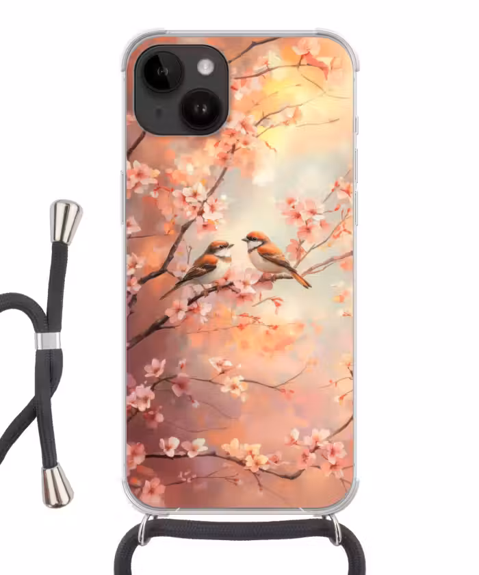 Telefoonhoesje crossbody - Vogels - Romantic - Bloesemtak