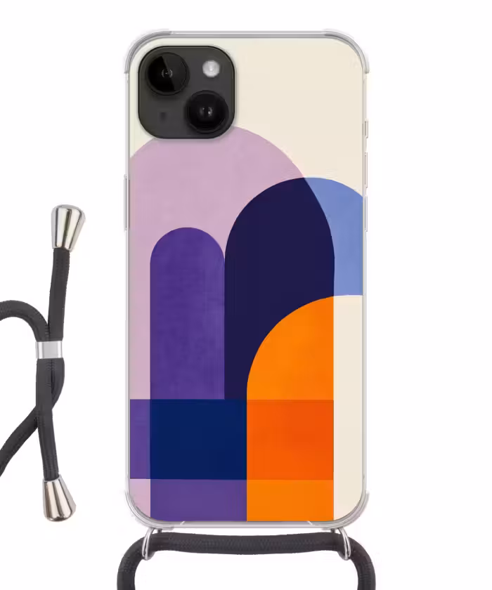 Telefoonhoesje crossbody - Vormen - Abstract - Grafisch - Oranje