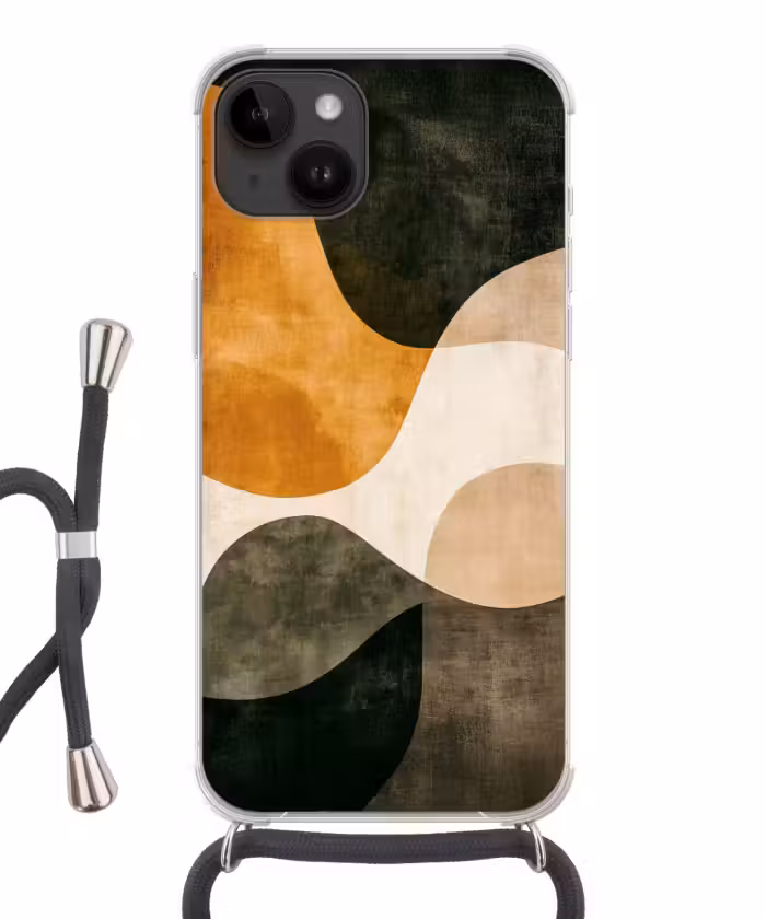 Telefoonhoesje crossbody - Vormen - Okergeel - Abstract