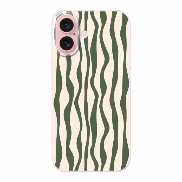 Telefoonhoesje - Golvende lijnen - Beige - Groen - Strepen - Abstract