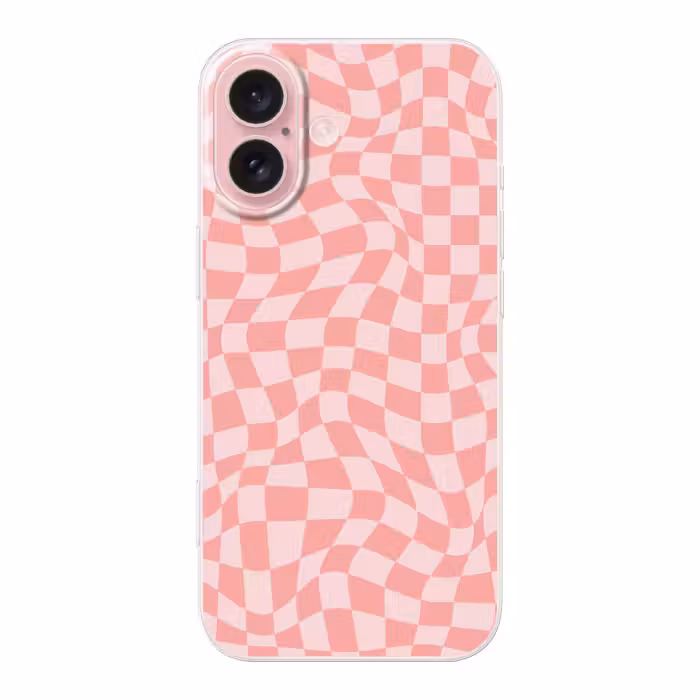 Telefoonhoesje - Hokjes patroon - Roze - Golvende lijnen