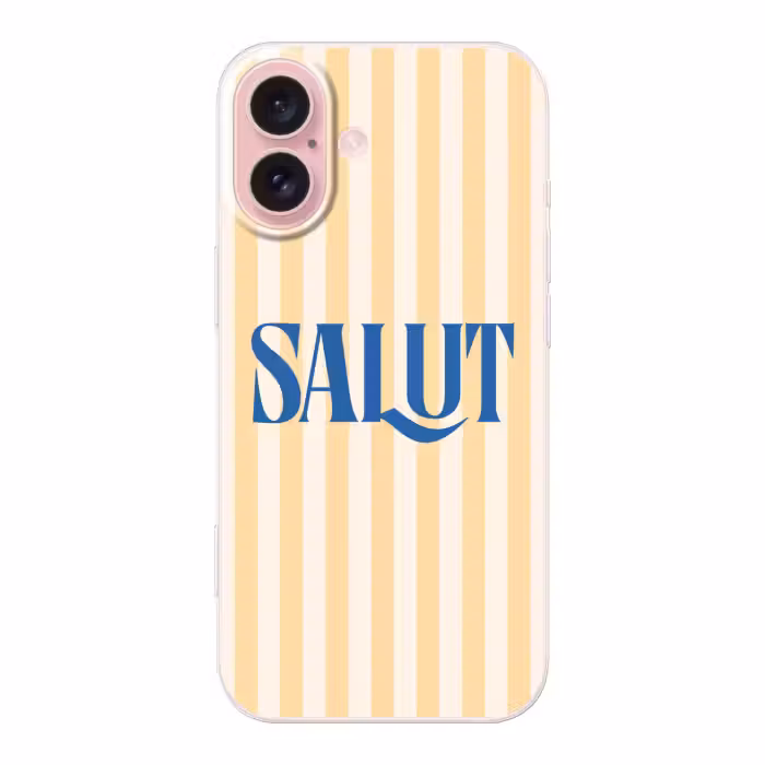 Telefoonhoesje - Salut - Quote - Strepen - Geel - Blauw - Wit