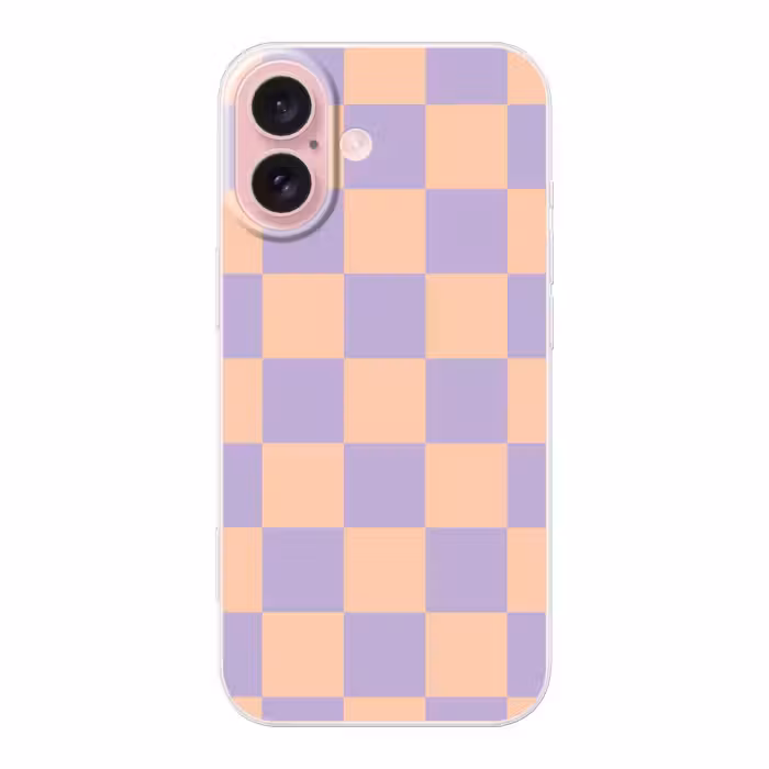 Telefoonhoesje - Schaakbord patroon - Paars - Roze - Blokjes
