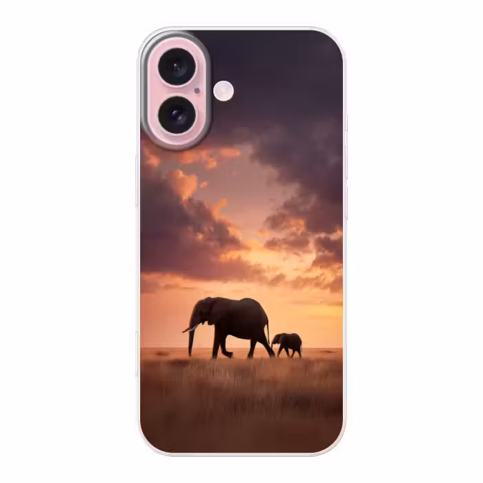 Telefoonhoesje Toughcase - Olifanten - Grasland - Zonsondergang