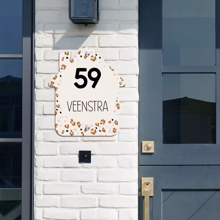 Naambord Huisjesvorm – Panterprint — 2