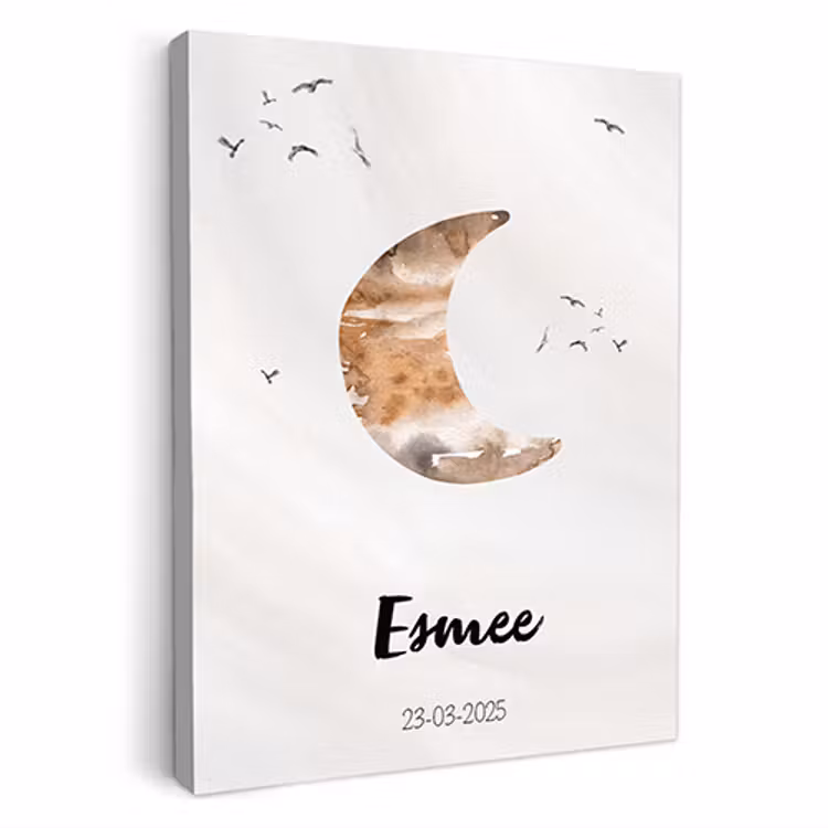 Geboorteposter maan op canvas — 1