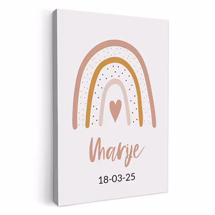Geboorteposter regenboog roze op canvas — 1