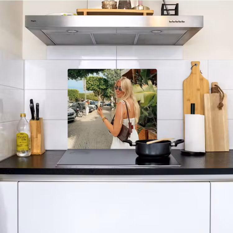 Eigen foto op inductie beschermer & spatscherm (2in1) — 2