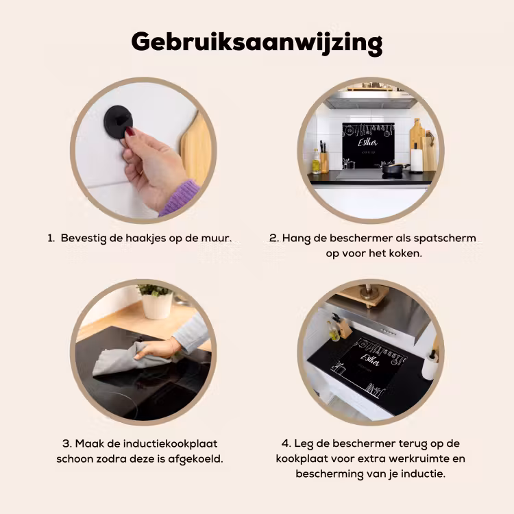2 in 1 Inductie beschermer - Keuken zwart — 2