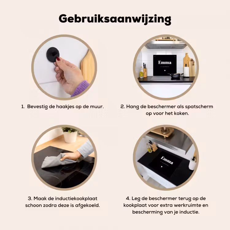 2 in 1 Inductie beschermer - Zwart met hartje — 2