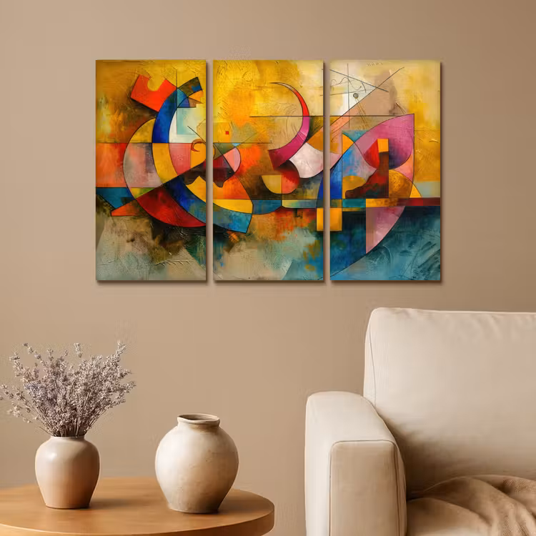 Meerluik schilderij - 3 luiken - Kleurrijk - Geometrisch - Abstract — 1