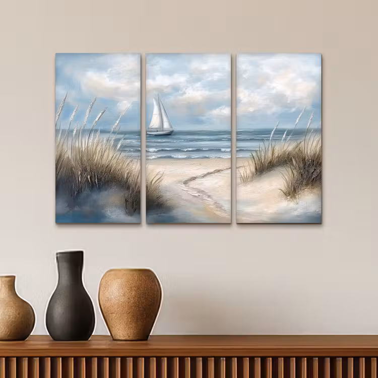 Meerluik schilderij -  3 luiken - Strand - Verf - Natuur - Boot — 4