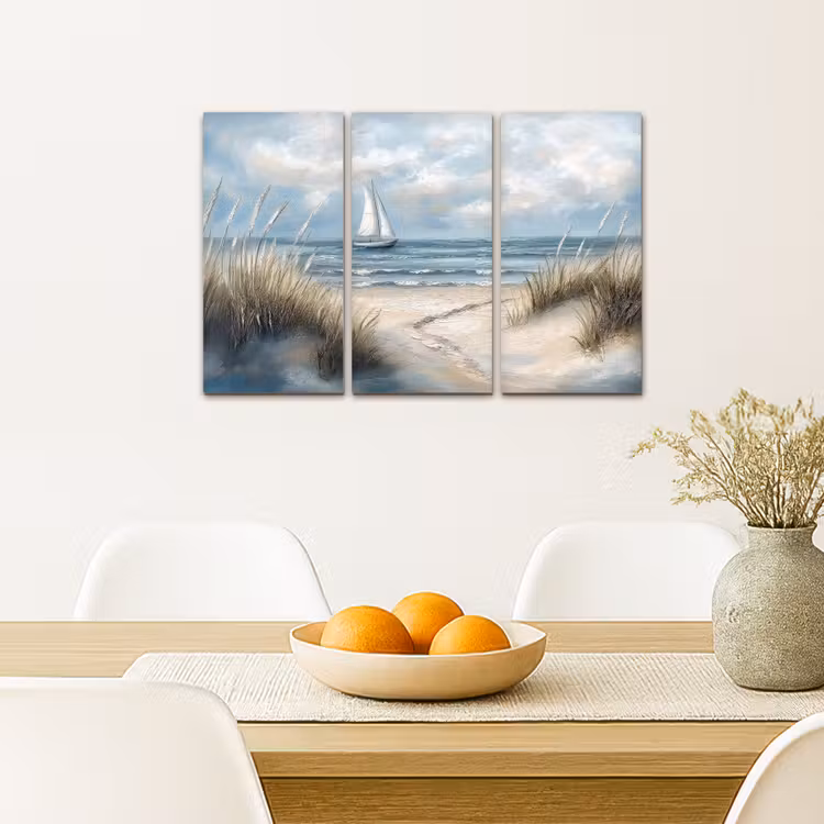 Meerluik schilderij -  3 luiken - Strand - Verf - Natuur - Boot — 5