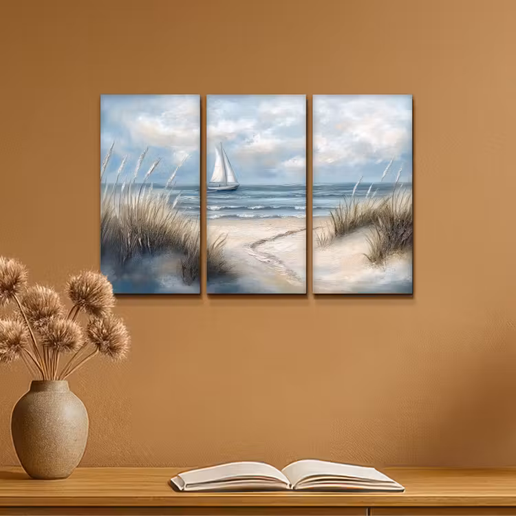 Meerluik schilderij -  3 luiken - Strand - Verf - Natuur - Boot — 6