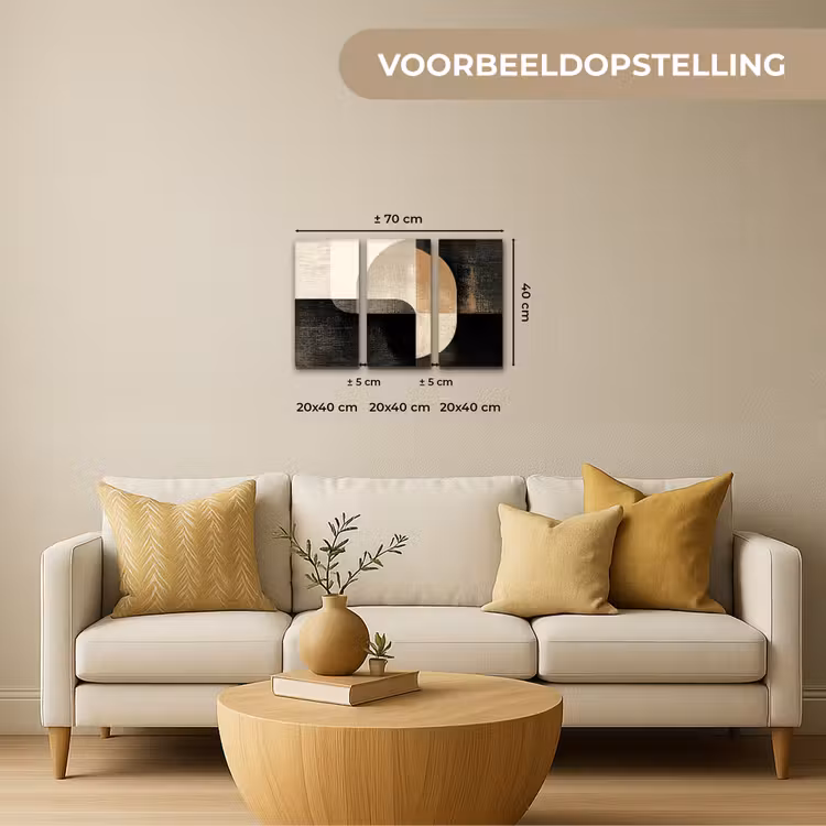 Meerluik schilderij - 3 luiken - Vormen - Abstract - Goud — 2