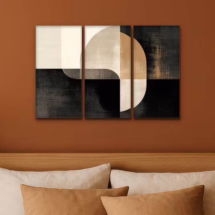 Meerluik schilderij - 3 luiken - Vormen - Abstract - Goud — 3