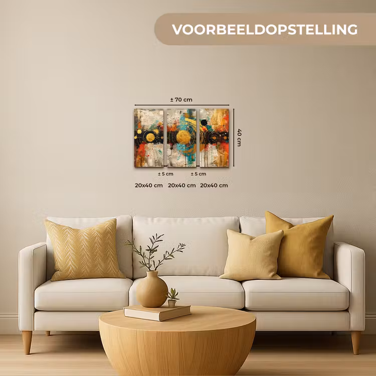 Meerluik schilderij - 3 luiken - Abstract - Goud - Vormen — 2