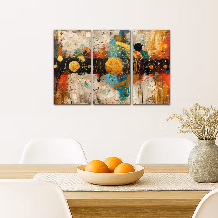 Meerluik schilderij - 3 luiken - Abstract - Goud - Vormen — 5