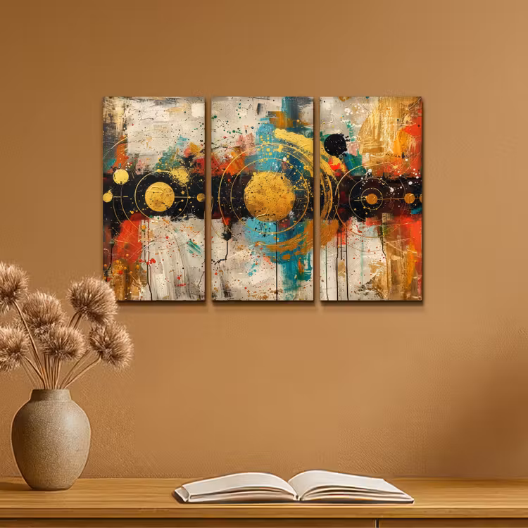 Meerluik schilderij - 3 luiken - Abstract - Goud - Vormen — 6