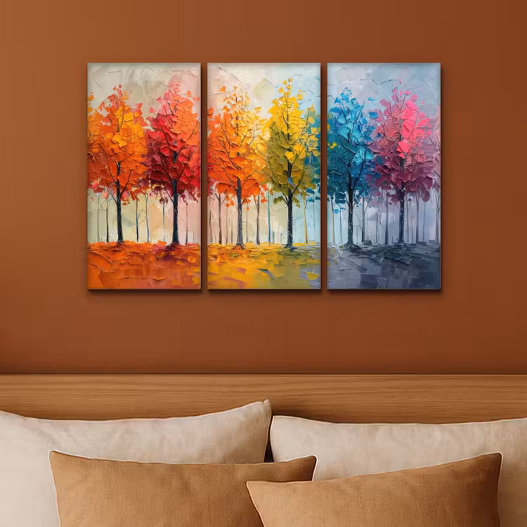Meerluik schilderij - 3 luiken - Bomen - Kleurrijk - Modern - Verflook — 3
