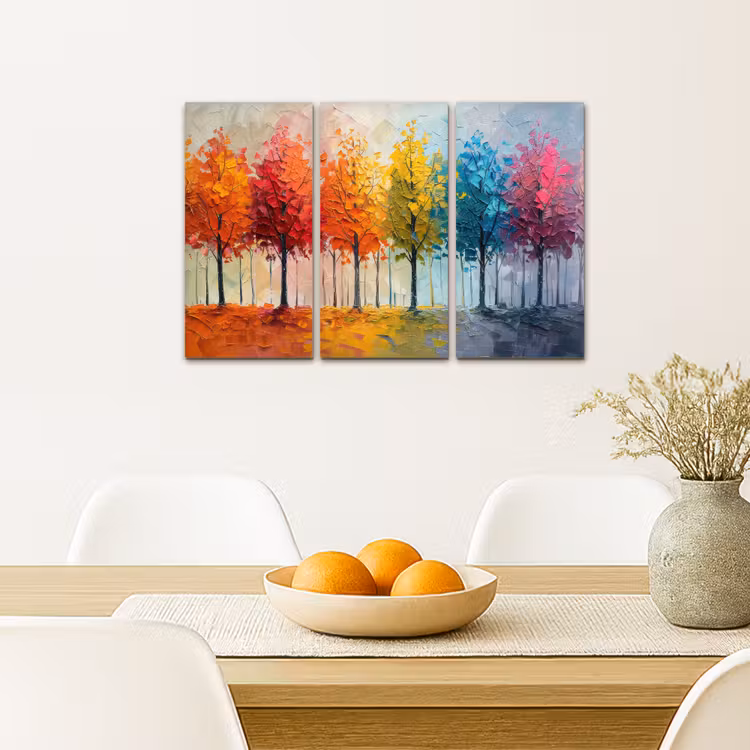 Meerluik schilderij - 3 luiken - Bomen - Kleurrijk - Modern - Verflook — 5
