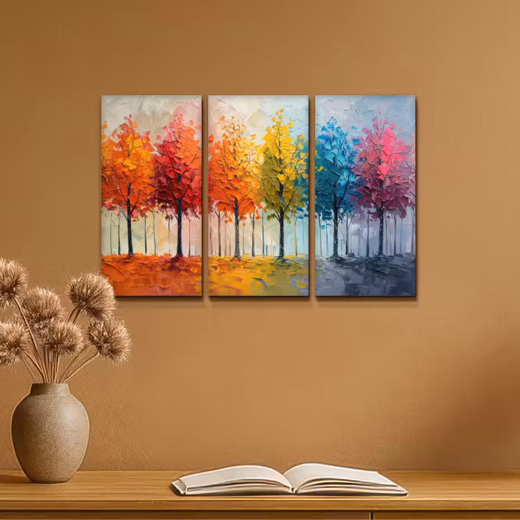 Meerluik schilderij - 3 luiken - Bomen - Kleurrijk - Modern - Verflook — 6