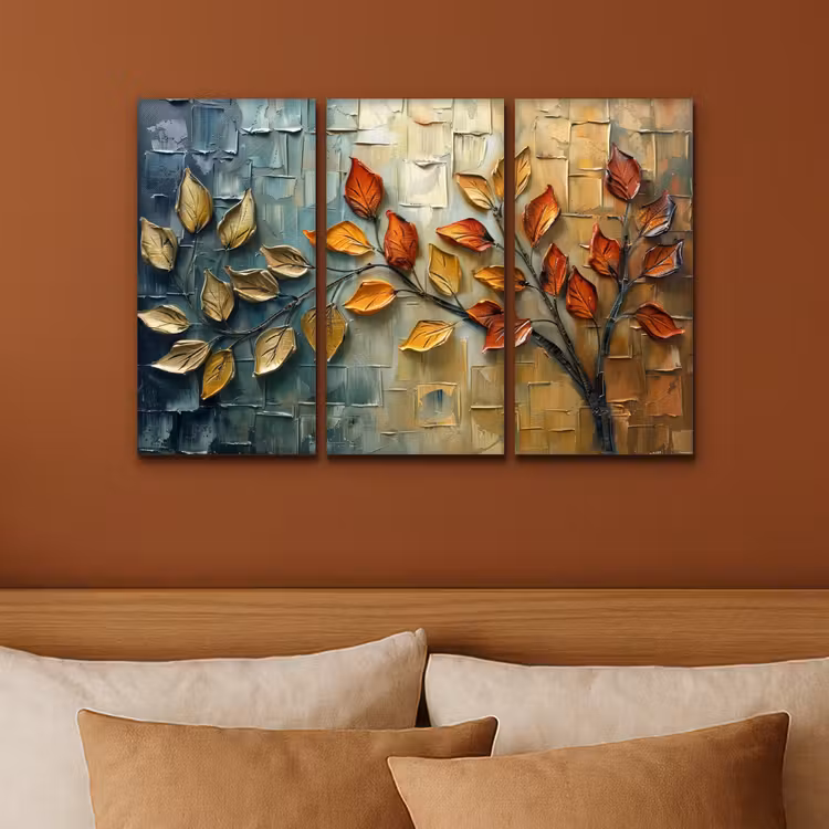 Meerluik schilderij - 3 luiken - Boom - Bladeren - Natuur - Verflook — 3