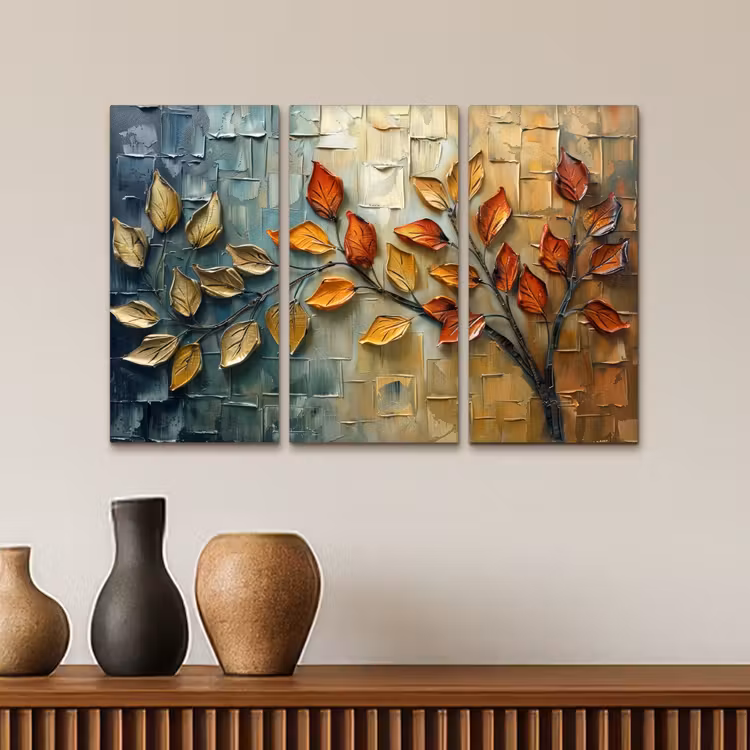 Meerluik schilderij - 3 luiken - Boom - Bladeren - Natuur - Verflook — 4