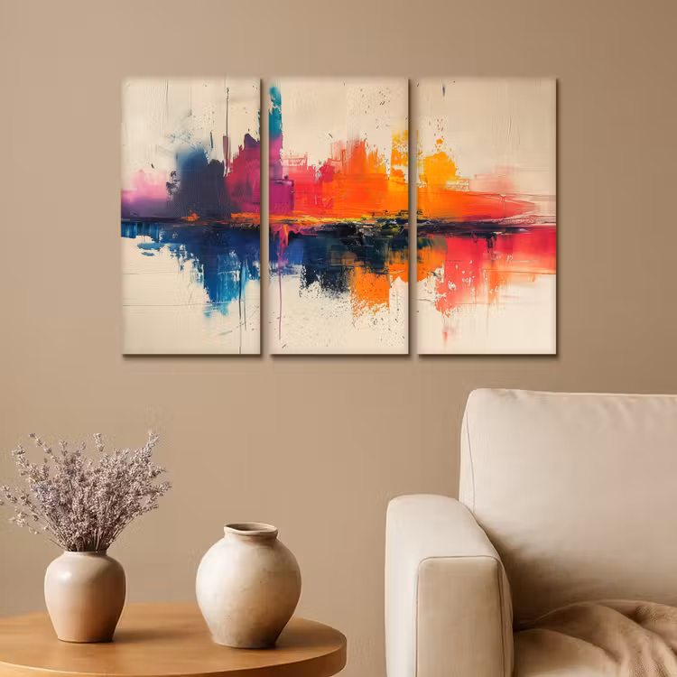 Meerluik schilderij - 3 luiken - Kleurrijk - Abstract - Verflook - Modern — 1