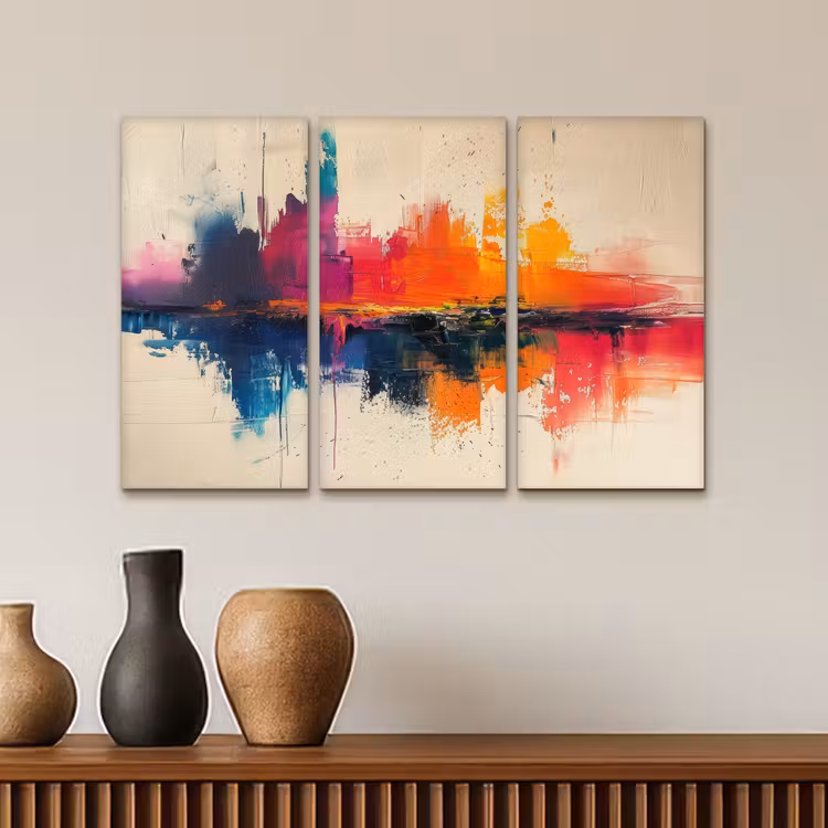 Meerluik schilderij - 3 luiken - Kleurrijk - Abstract - Verflook - Modern — 4