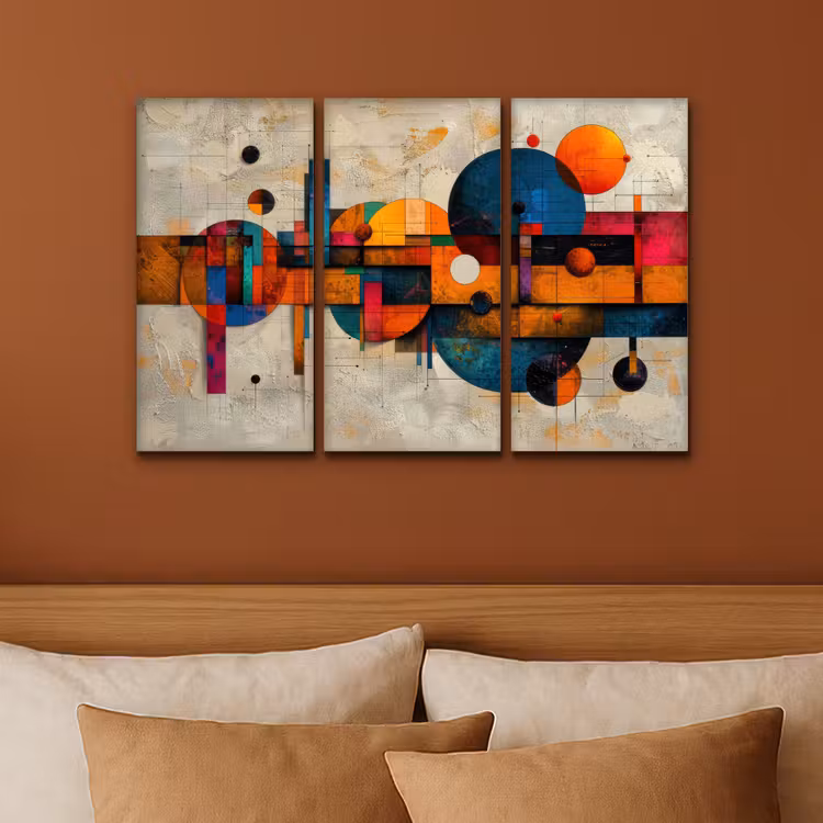Meerluik schilderij - 3 luiken - Kleurrijk - Geometrisch - Abstract - Aesthetic — 3
