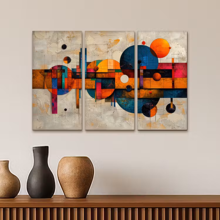 Meerluik schilderij - 3 luiken - Kleurrijk - Geometrisch - Abstract - Aesthetic — 4