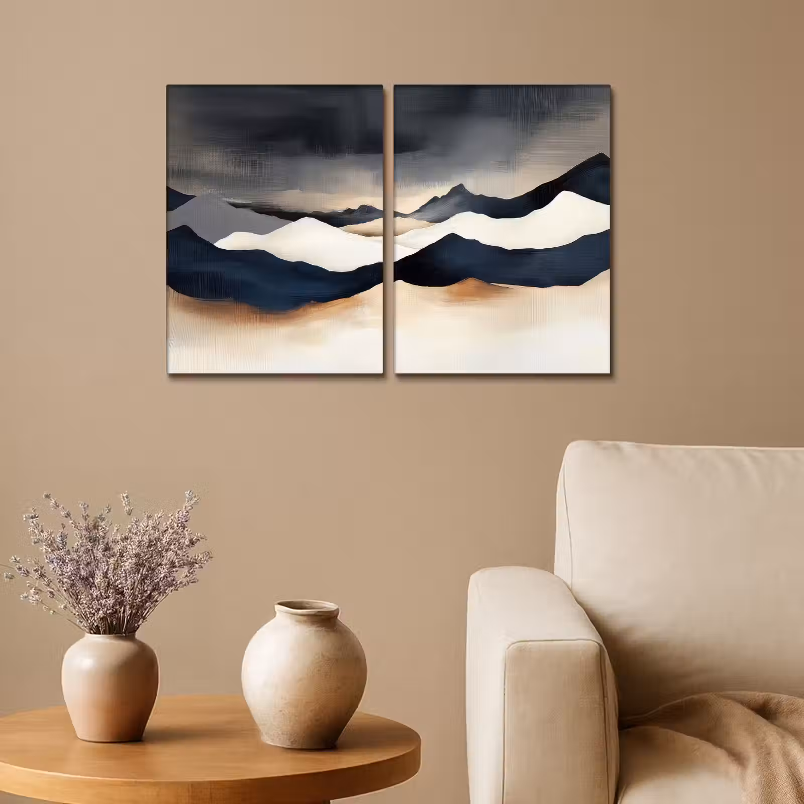 Meerluik schilderij - 2 luiken - Landschap - Abstract - Modern — 1