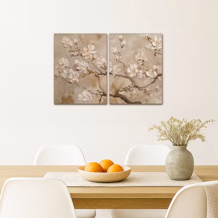 Meerluik schilderij - 2 luiken - Beige - Bloesem - Modern — 5