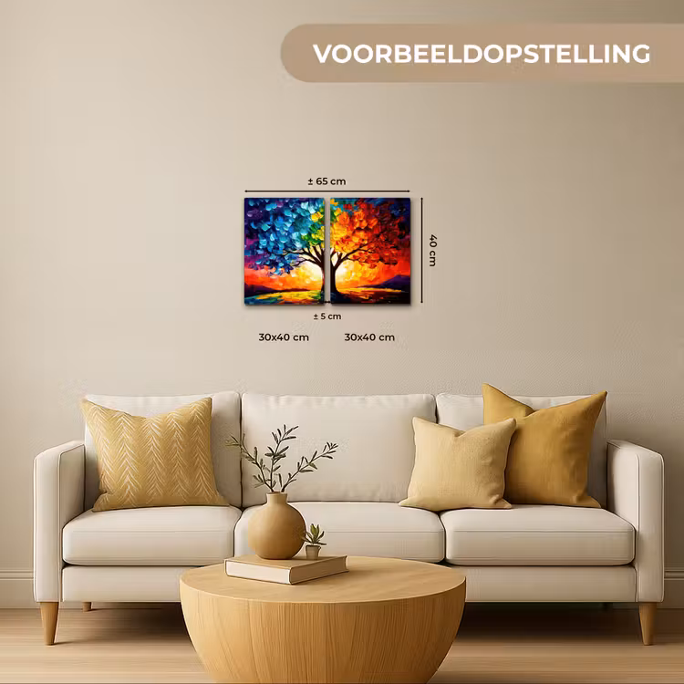 Meerluik schilderij - 2 luiken - Boom - Kleurrijk - Verflook - Abstract — 2