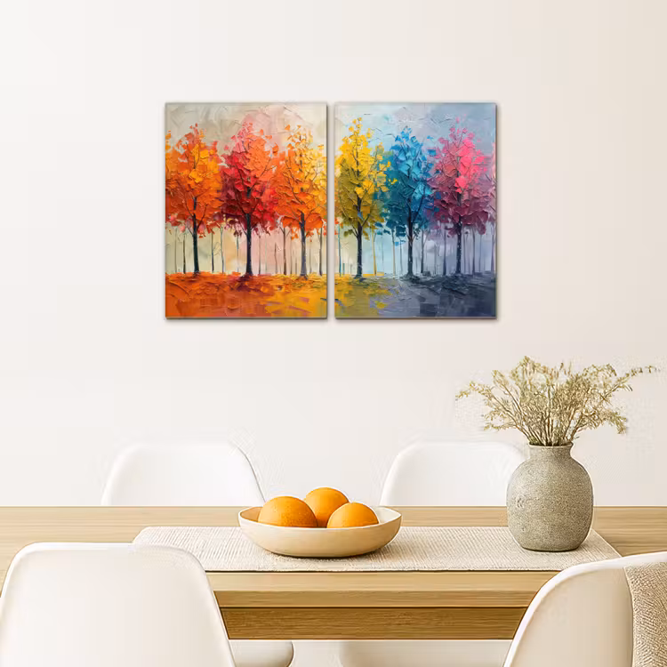 Meerluik schilderij - 2 luiken - Bomen - Kleurrijk - Modern - Verflook — 5