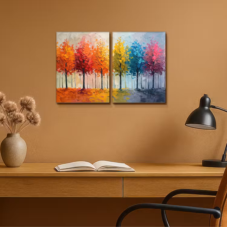 Meerluik schilderij - 2 luiken - Bomen - Kleurrijk - Modern - Verflook — 6