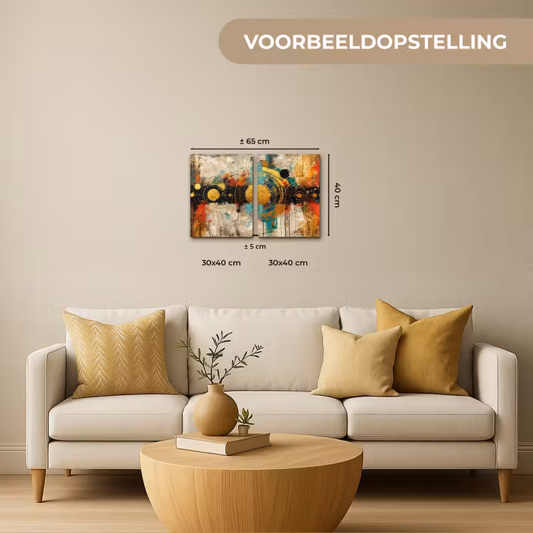 Meerluik schilderij - 2 luiken - Abstract - Goud - Vormen — 2