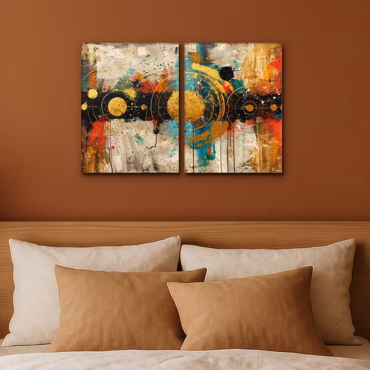 Meerluik schilderij - 2 luiken - Abstract - Goud - Vormen — 3