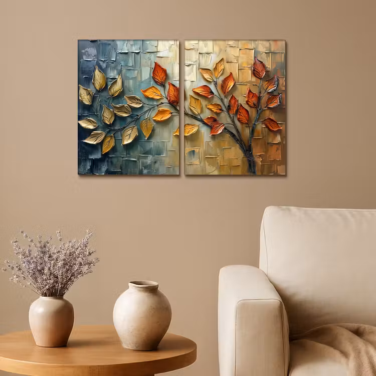 Meerluik schilderij - 2 luiken - Boom - Bladeren - Natuur - Verflook — 1