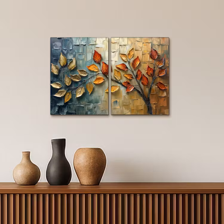 Meerluik schilderij - 2 luiken - Boom - Bladeren - Natuur - Verflook — 4